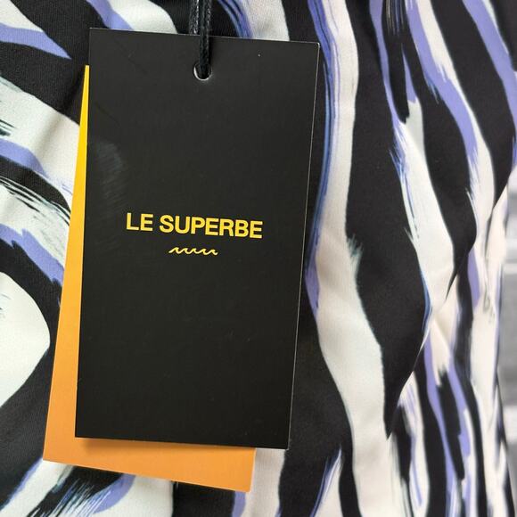 Le Superbe Zebra Stripe Slip Dress, Ostrich Feathers, Women's Size S - Picture 8 of 9